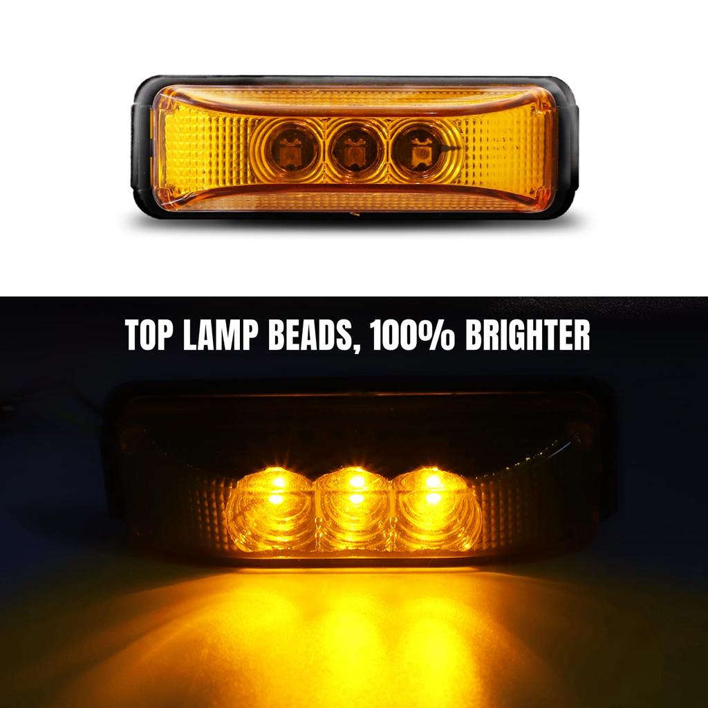 Side Marker LED Truck Car Width Light 3 LED Trailer Deco Signal Light LED Marker Light 4pcs (Yellow)