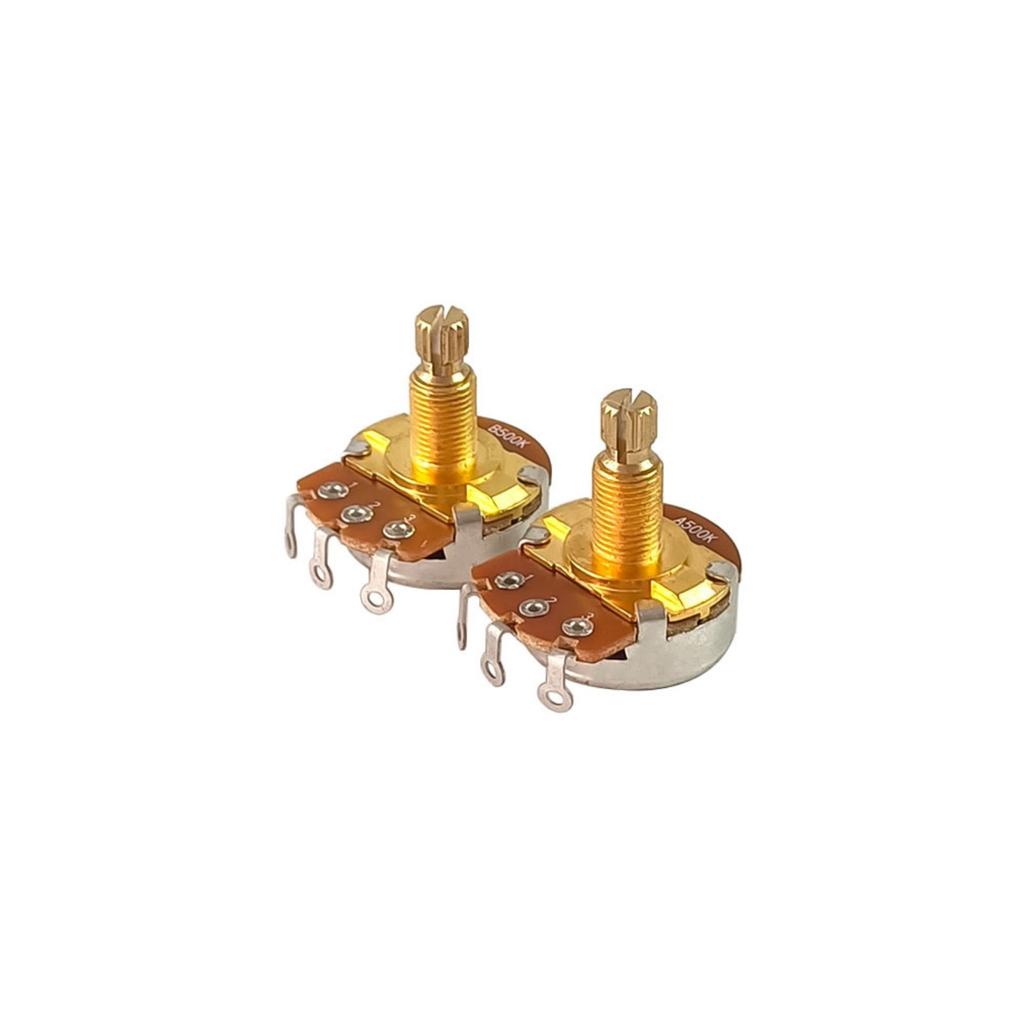 2Pcs Short Shaft Guitar Potentiometers A500K/B500K Linear Taper Potentiometer Volume Tone Guitar Pot Guitar Accessory