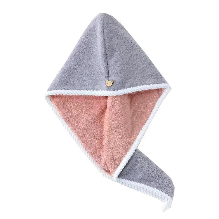 

Двухслойное полотенце для волос из кораллового флиса, суперабсорбирующее, быстросохнущее, банная шапочка с окантовкой для женщин, душа и плавания кофейный