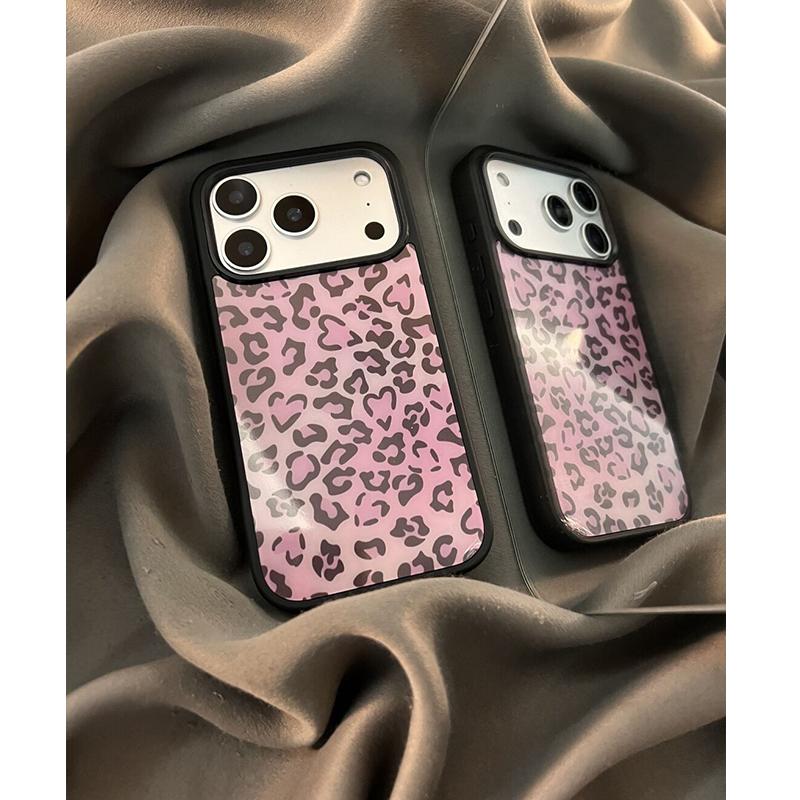 Trendy High-end Black Border Pink Leopard Print Phone Case For iPhone 17Promax Air 16 15 14 13 12Pro Max 11Plus Shockproof Cover