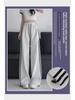 Women's Gray Striped Wide-Leg Sweatpants - Spring/Summer 2024 Fashion