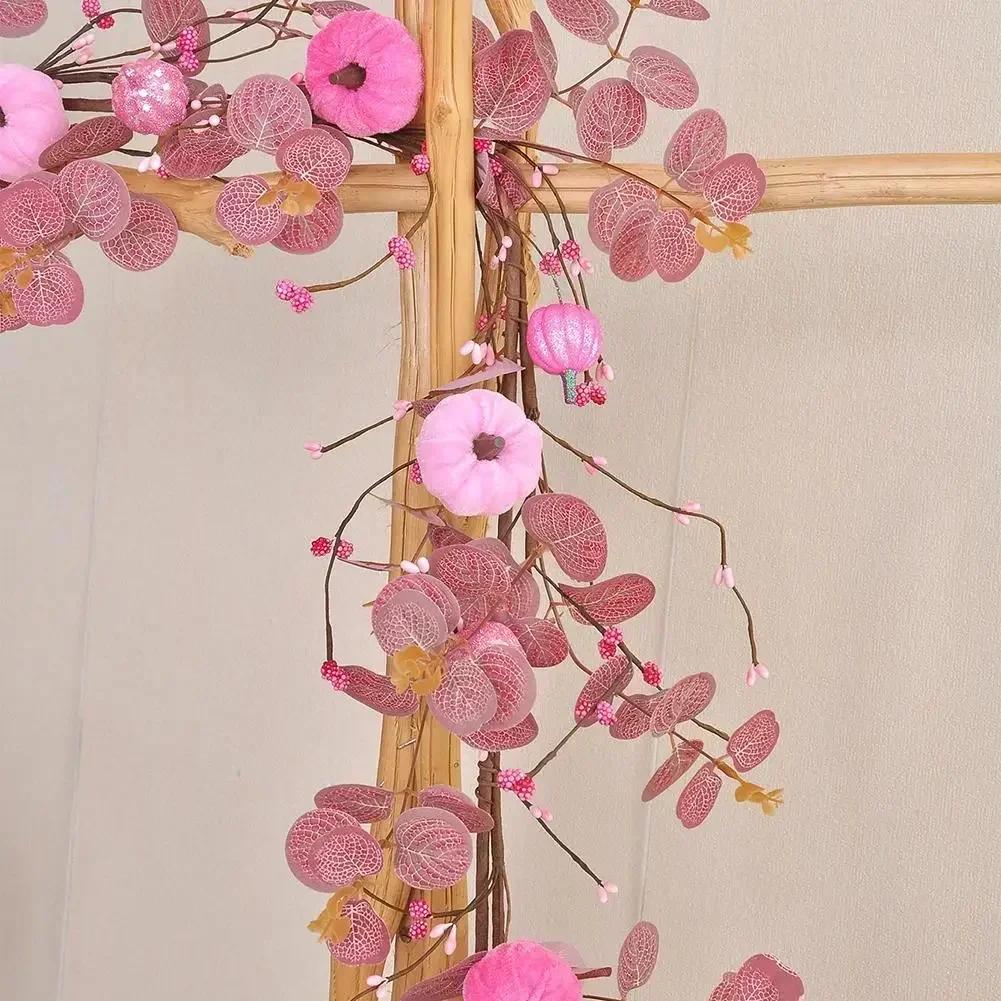 Pumpkin Vine Garland for Thanksgiving and Fall Decoration Made of Plastic and Fabric Suitable for Home and Event Use