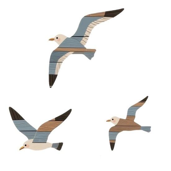 3-teiliges Set Wanddekoration im Ozean-Stil aus Holz: Fische, Muscheln, Seesterne – Wanddeko für Wohnzimmer, Badezimmer oder Landhausstil.