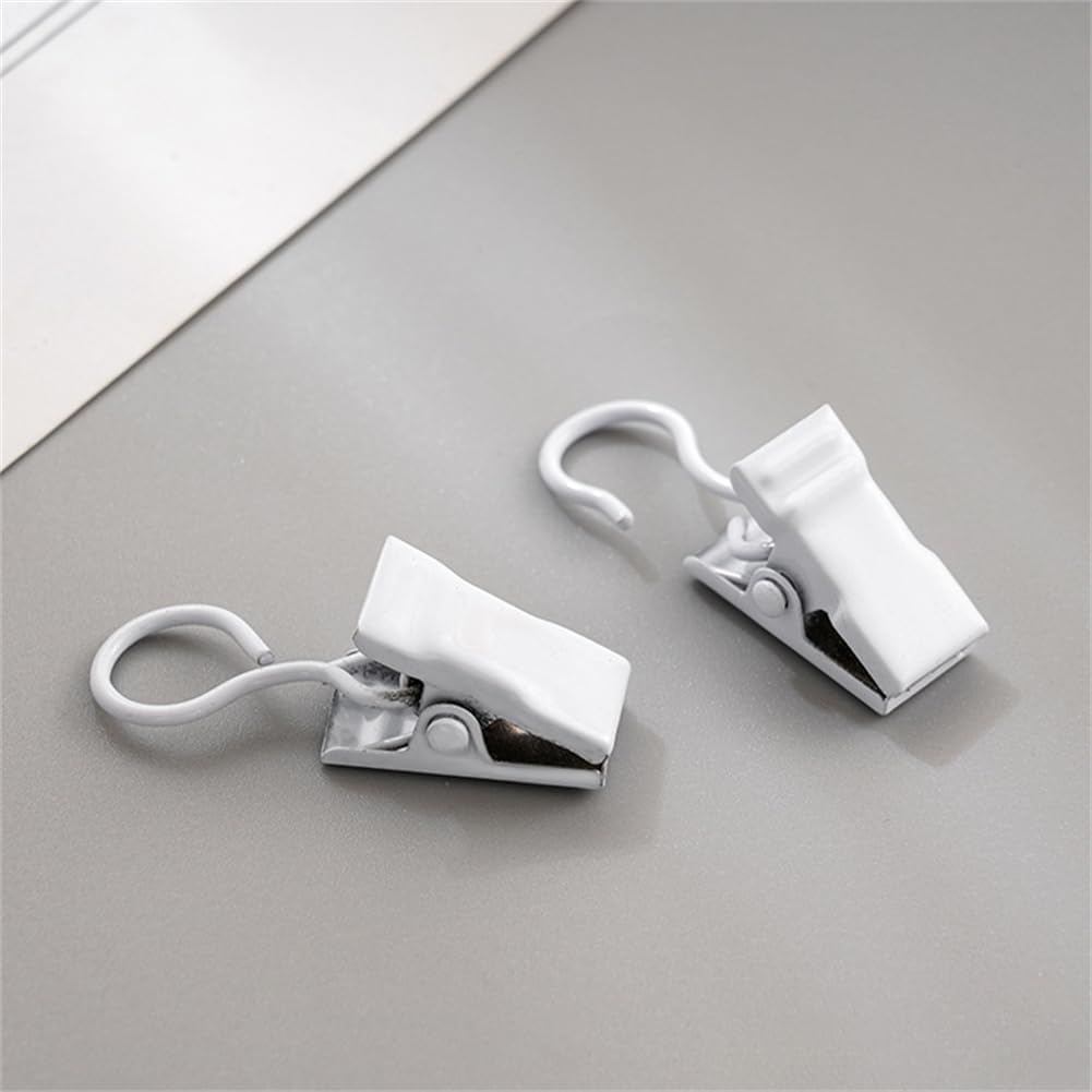 20 Pack Small Heavy-Duty Hook Clip Set Metal Curtain Hangers Clips for Clip Photo Home Decoration Art Craft Display (White)
