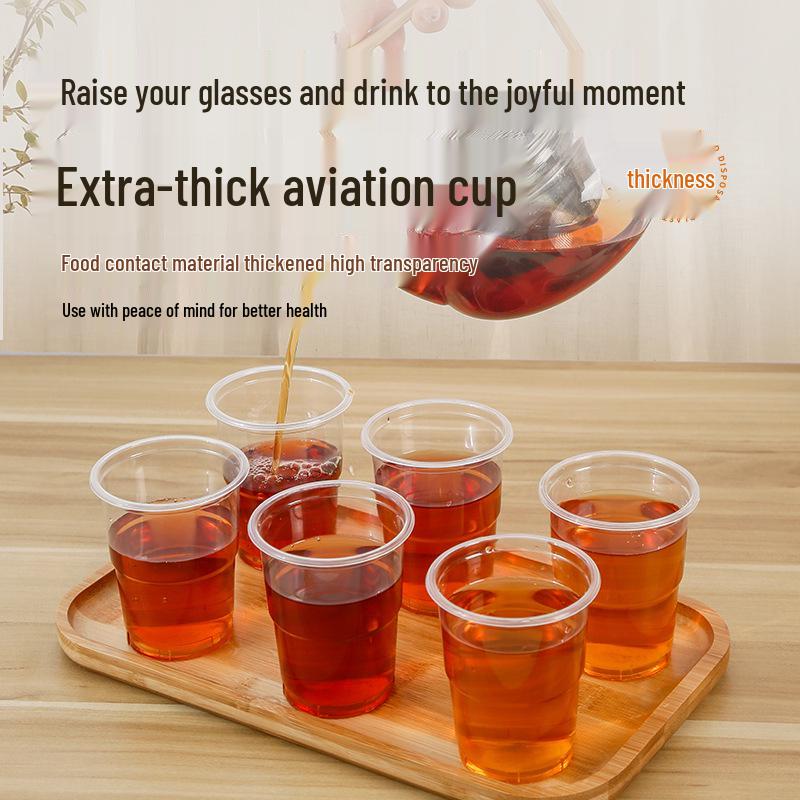 Transparent Thickened Disposable Plastic Cups for Airline, Catering, and Household Use - Free Shipping