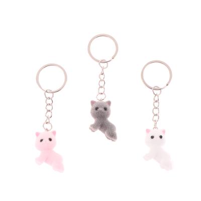 Portachiavi Gatto Sdraiato 3D Floccato Cartone Animato Carino Gattino Sdraiato Animale Ciondolo Portachiavi Fai da Te Ciondoli per Zaino Decorazione Borsa Auto Giocattolo Regali