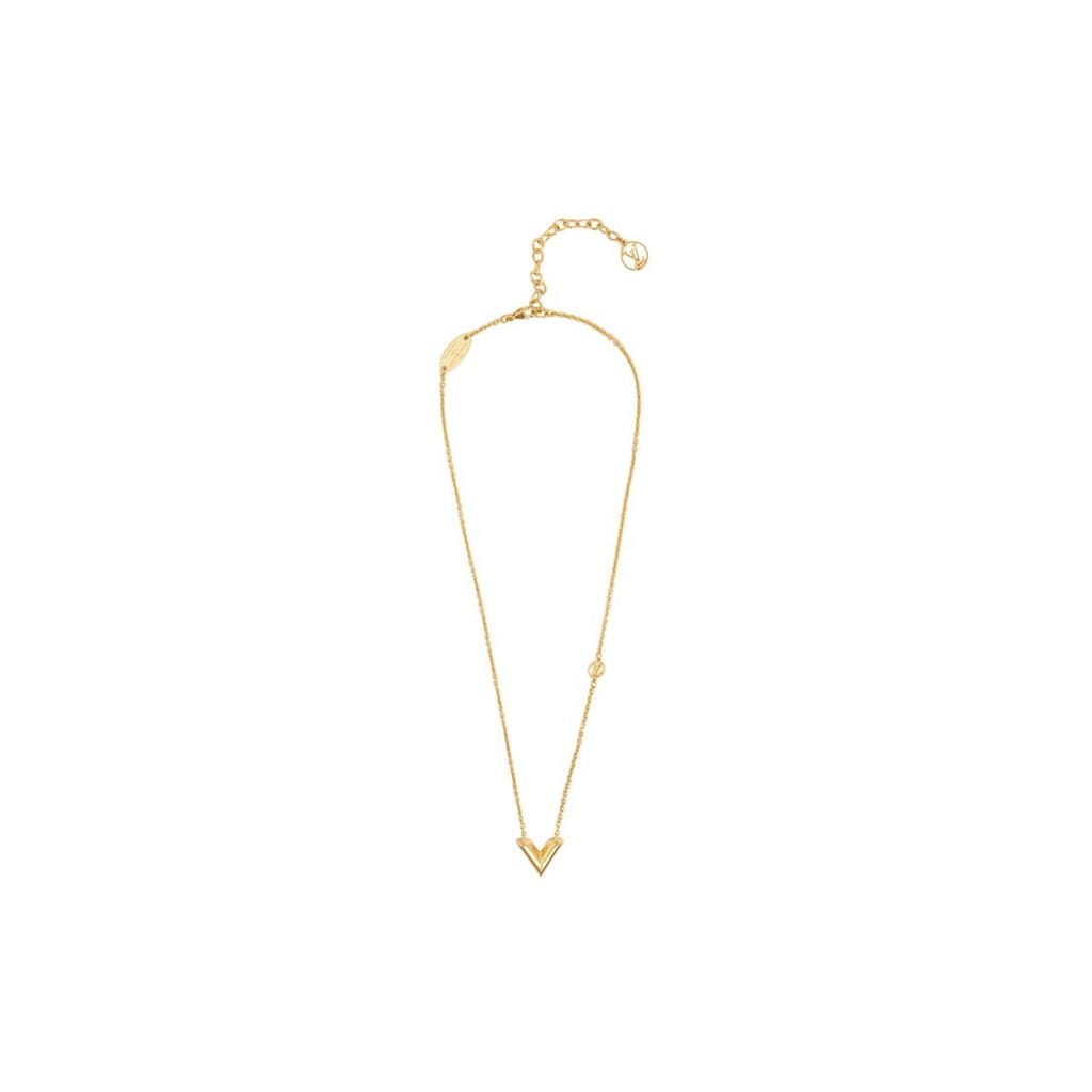Louis Vuitton Engraved LV Logo Brass Necklace Women necklace Gold M00857