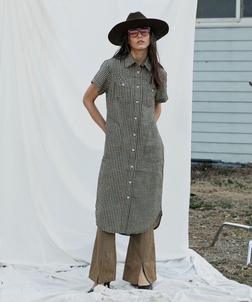 PENFIELD Western Line Check Shirt Dress Dark Brown_Fr2Ws96F
