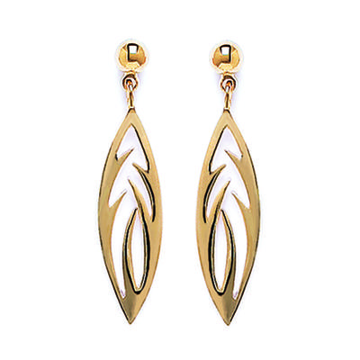 [K3839] - Gold Plated 'Choréographie' Earrings - 32x7 Mm