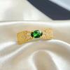 New In Exquisite Green Gemstone Rings for Women Silver 925 High Quality Diamond Shining Simple Leaf Wedding Ring Fine Jewelry