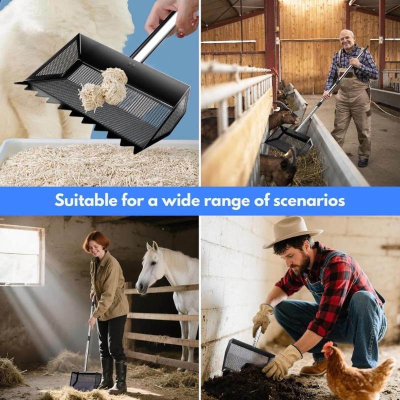 Purpose Metal Manures Scooper Tool For Chicken Coops Grimalkin Litter Sand With Extendable Stainless Handle