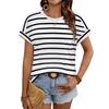 Women's Casual Short Sleeve Striped T Shirt Crew Neck Loose Fit Lightweight Summer Top for Everyday Wear
