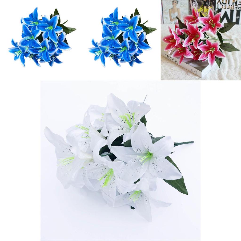 Elegant 45cm 10 Heads Artificial Stargazer Lilies Chic Silk Flower Bouquet For Weddings