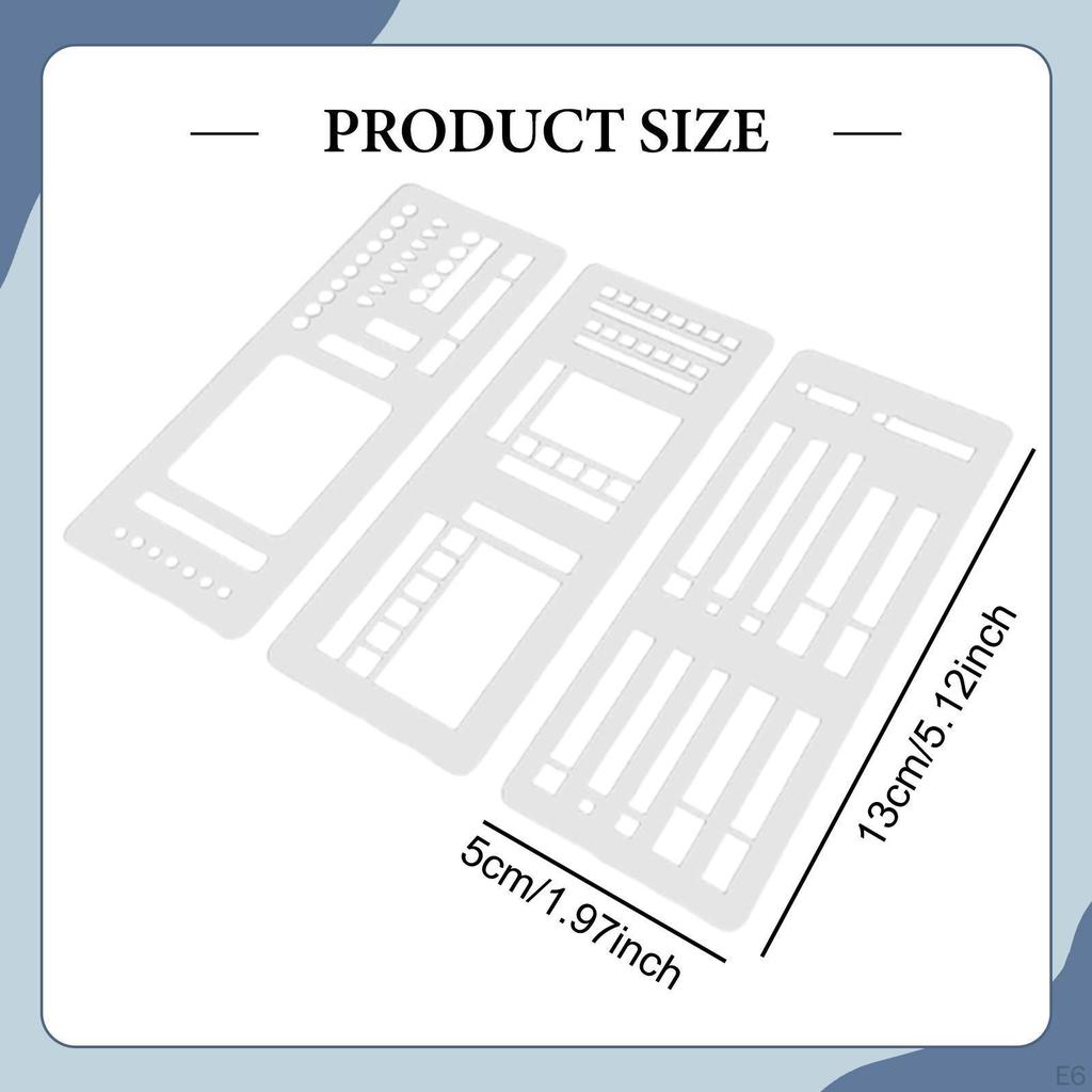 3 Pieces Flexible Record Templates Planner Stencil Set Handmade Versatile Stencils Drafting Tools