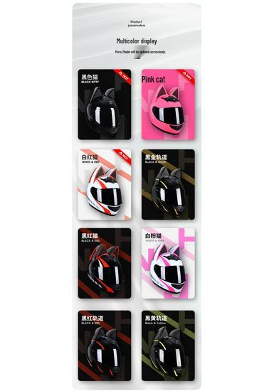 Women's Cat Ears Full Face Motorcycle Helmet for All Seasons
