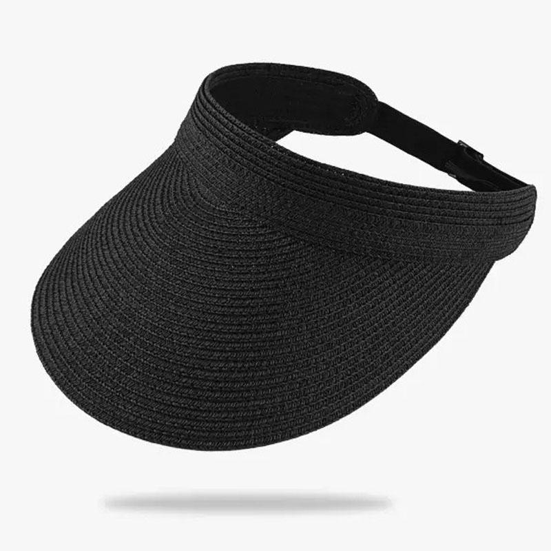 Women Summer Empty Top Hat Outdoor Hiking Foldable Sun Cap Wide Large Brim Beach Visors Straw Hats