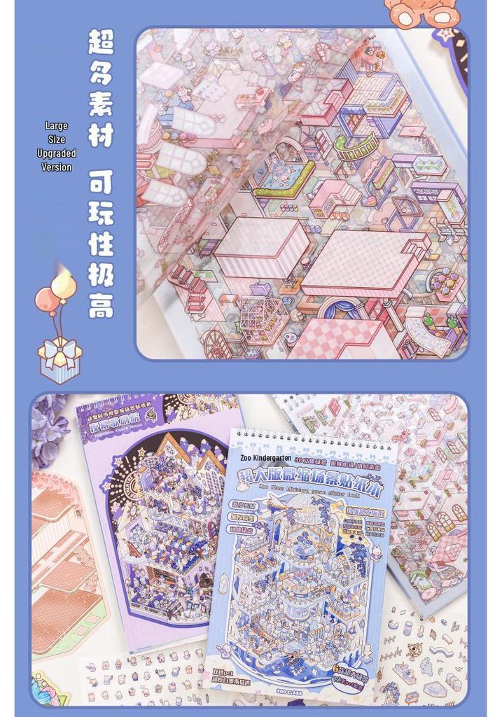Light Luxury Cartoon Miniature Scene Sticker Book: Creative Fun DIY Stickers