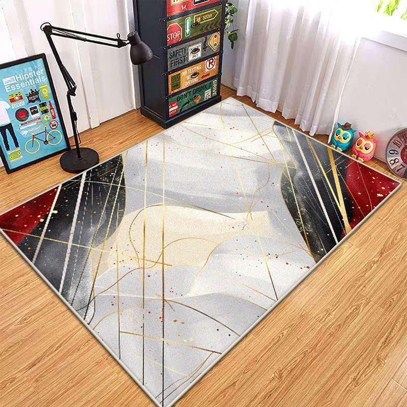 

Modern Geometric Flannel Carpet Living Room High-end Luxury Hairless Tea Table Rug Bedroom Anti-slip Large Area Mat Cloakroom 60x90cm