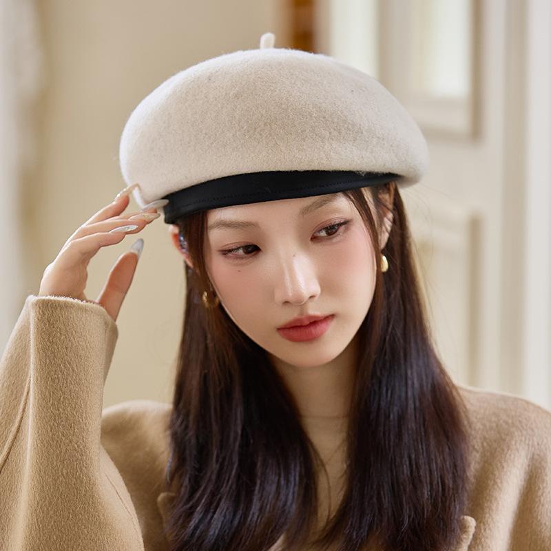 British Style Retro Beret Autumn and Winter Hat for Women Warm Literary Painter Hat Korean Style Versatile Big Head Squash Hat
