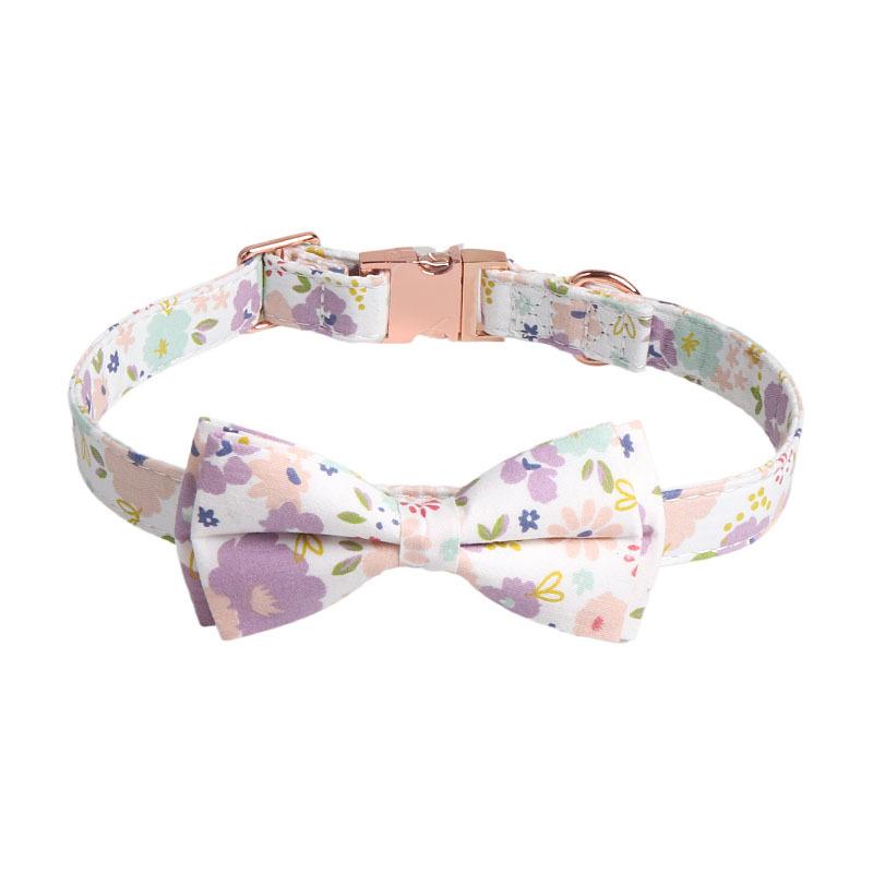 New Floral Dog Collar Rose Gold Sunflower Bow Pet Collar for Dogs Cat Collar Cat Harness Dog Clothes Dogs Accessoires Pet