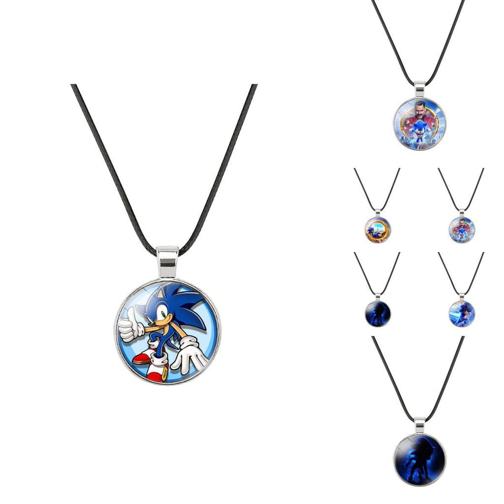 Sonic The Hedgehog Zeitstein Halskette Weiches Wachsband Hypoallergen Cartoon Anhänger