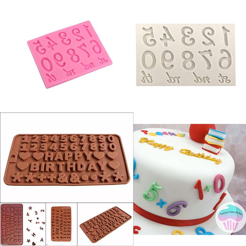 Silicone Alphabet and Number Mold Set for Cake Decorating Chocolate Fondant Candy Letters Numbers Symbols DIY Baking Tools