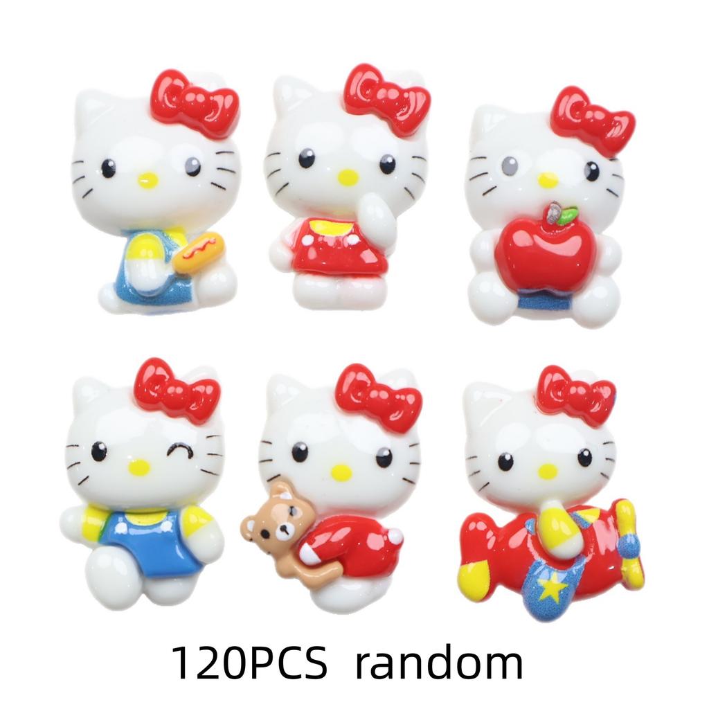 24/120PCS Cartoon DIY Accessories Apple Kitten DIY Resin Accessories Phone Case Hair Clip Keychain Pendant Accessories