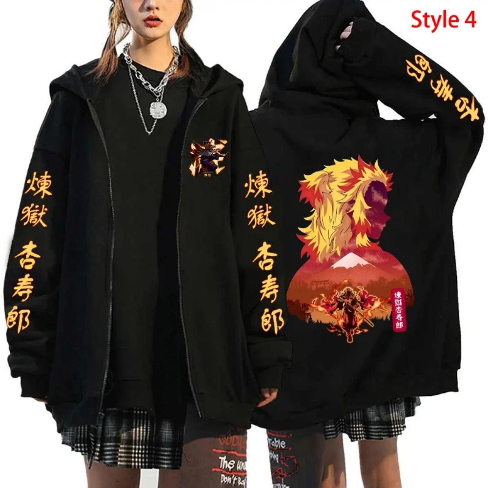 New Anime Printed Zipper Hoodie Men s and Women s Autumn/Winter Fashion Long Sleeve Hoodie Casual Zipper Sweatshirt S