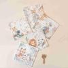 Cartoon Print Soft Cotton Baby Towel & Bib Set - Six-Layer Breathable Gauze 
