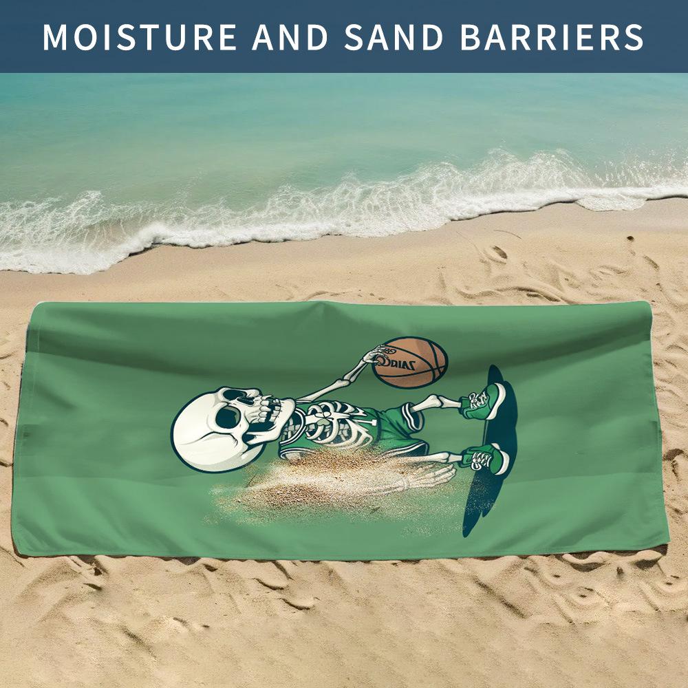 

New, double-sided velvet beach towel quick-drying sports towel printed bath towel [Spot sale]