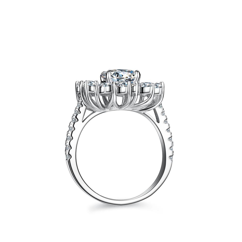 Special-shaped D Color Moissanite Ring for Women S925 Sterling Silver 2ct Egg-shaped Pigeon Egg Engagement Ring Wedding Ring Gift for Girlfriend