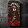 Catrina Beautiful Rose Girl Skull Soft Phone Case for iPhone 16 16E 17 Air 15 Pro Max 14 Plus 13 Mini 11 12 7 Black Cover Back S