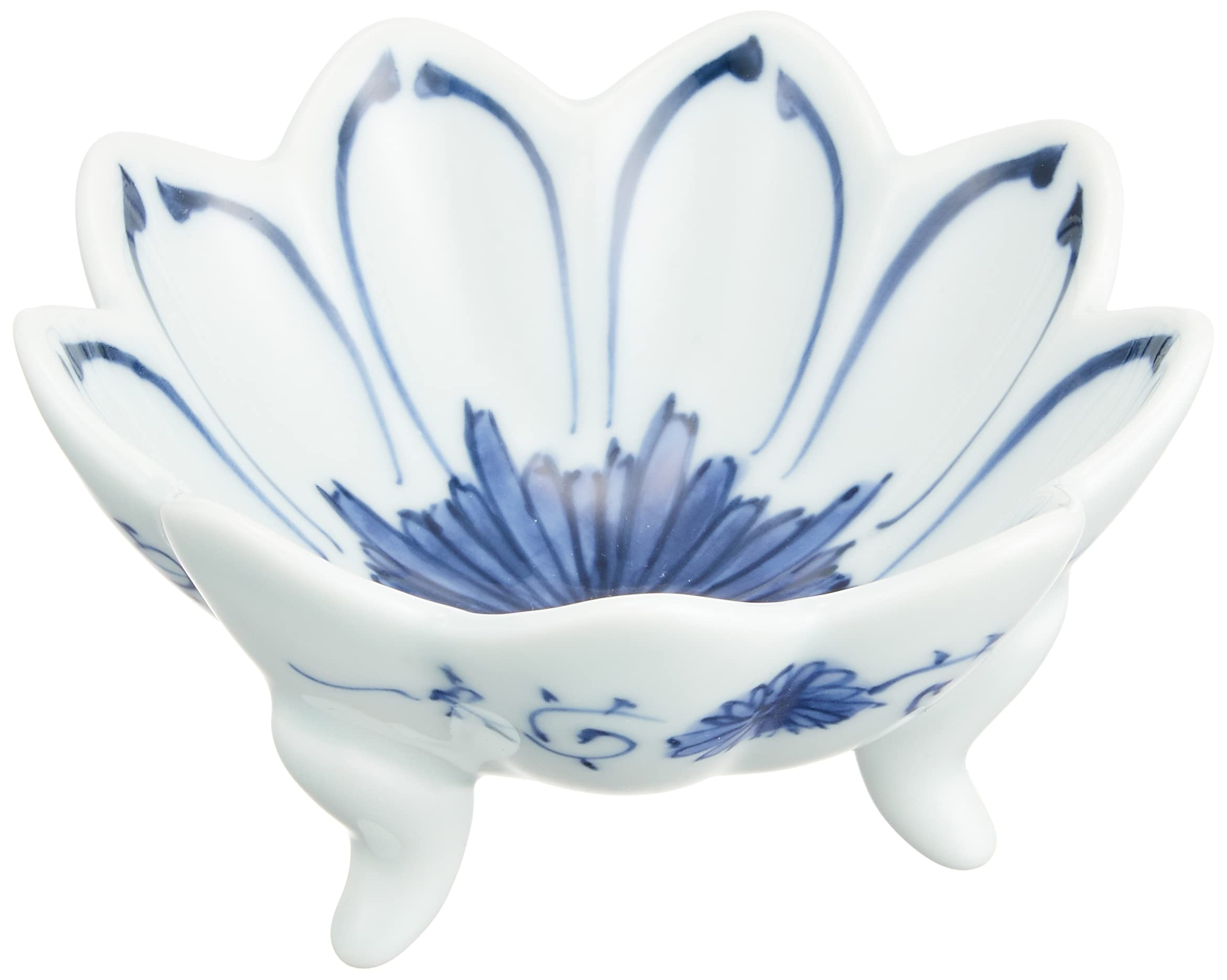 

Hamato Hasami Ware Kosho Kiln Small Chrysanthemum 213007 Three-legged Plate, Approx. 9cm, Design, White, белый