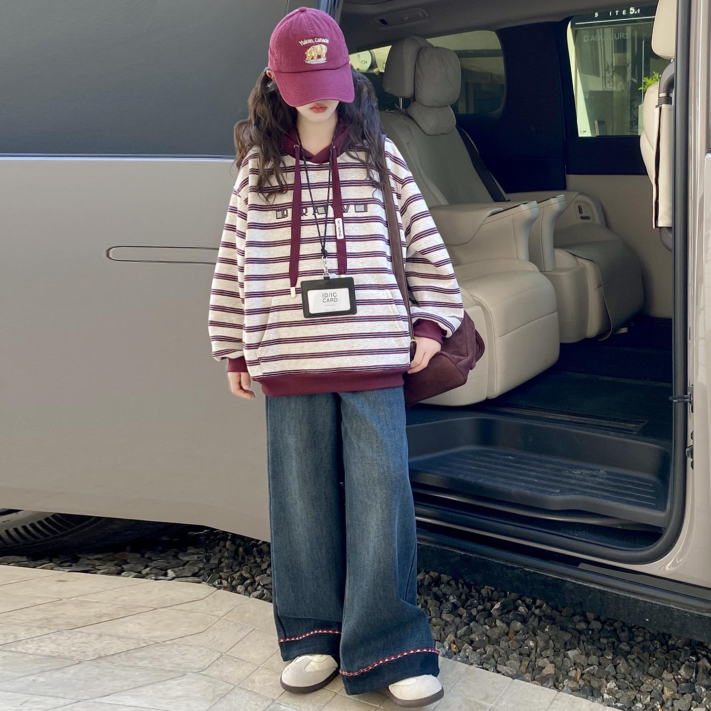 

Модный зимний хлопковый жилет на флисовой подкладке для девочек, костюм-тройка 120 cm