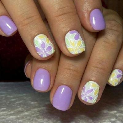 Punte per Unghie Quadrate Fiori Unghie Finte Incollabili su Unghia Unghia da Incollare Unghia a Pressione Unghia Artificiale Finta per Donne e Ragazze