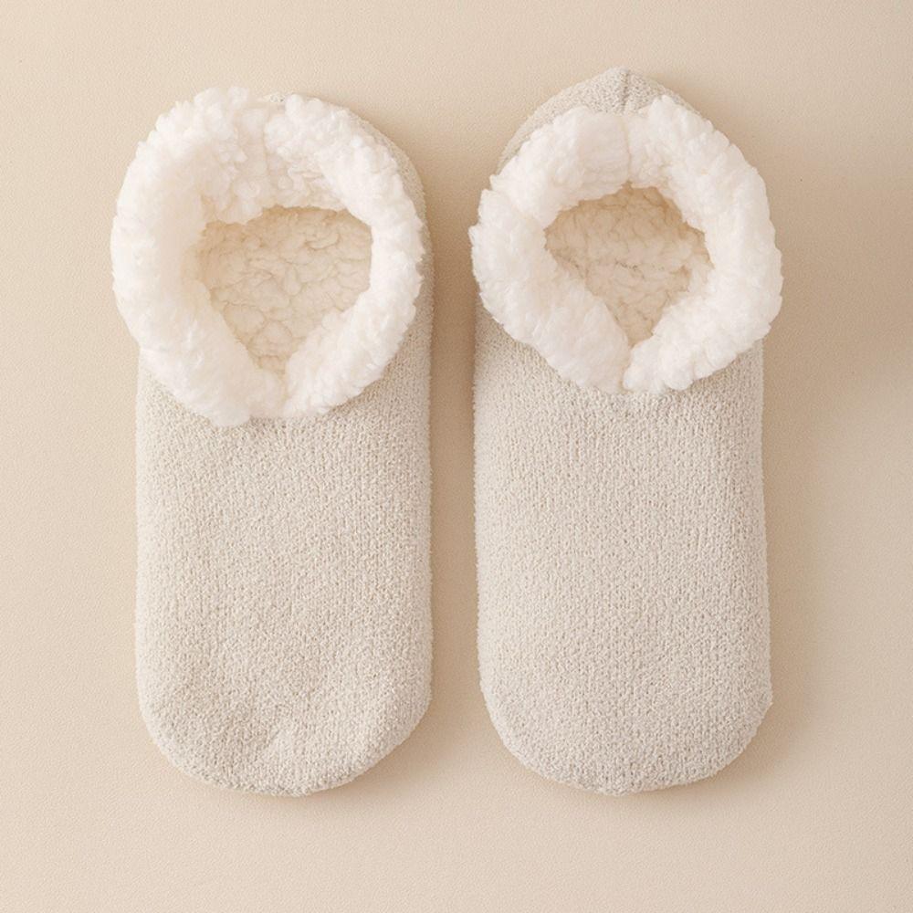 Solid Color Lamb's Wool Socks Thickened Winter Warm Sock Sleeping Slipper Socks  Home Use