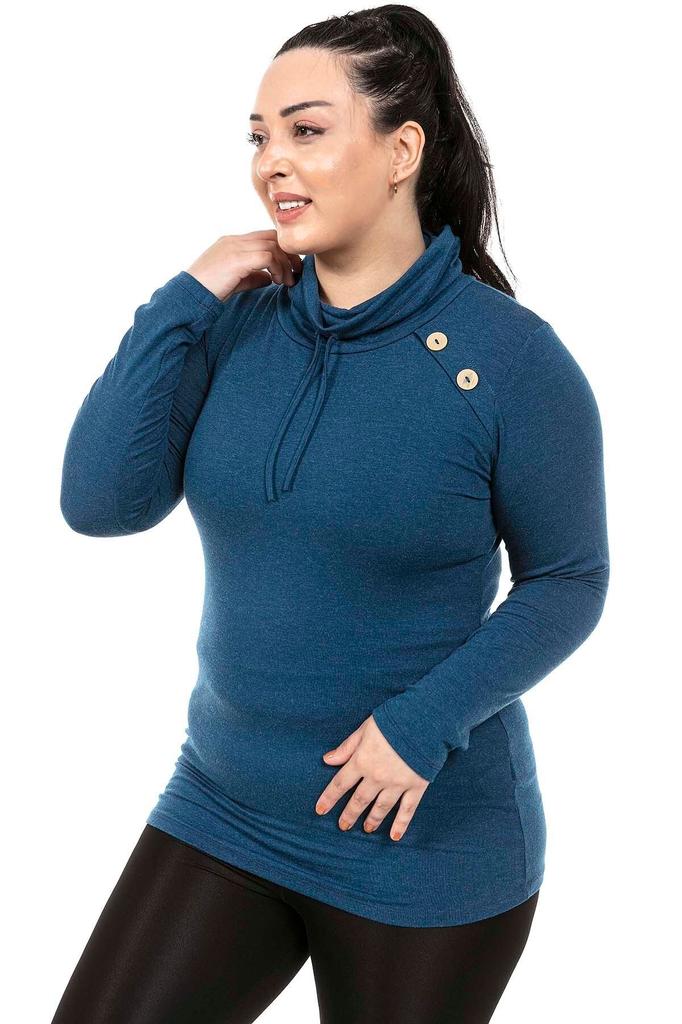 Bluză Mărime Mare pentru Femei Mărime Plus Guler cu Șnur Guler cu Nasturi Detaliată Lână Viscoză Nurcă