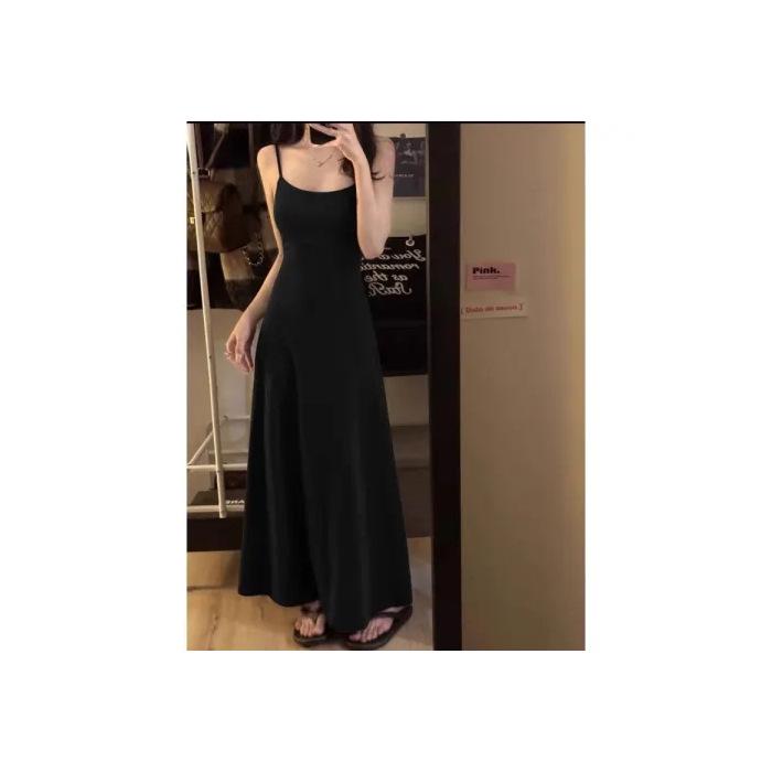 

Платье-бодикон без рукавов Spicy Girl - Весна 2024 Платье-миди на бретелях-спагетти, подчеркивающее фигуру, для женщин Medium чёрный