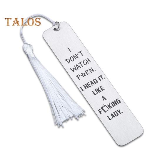 

Гравированная металлическая закладка для книг Подарочная закладка из нержавеющей стали с надписью «Я не смотрю порно» с подвеской-кисточкой Подарки для книжных червей для мужчин и женщин, любителей чтения B