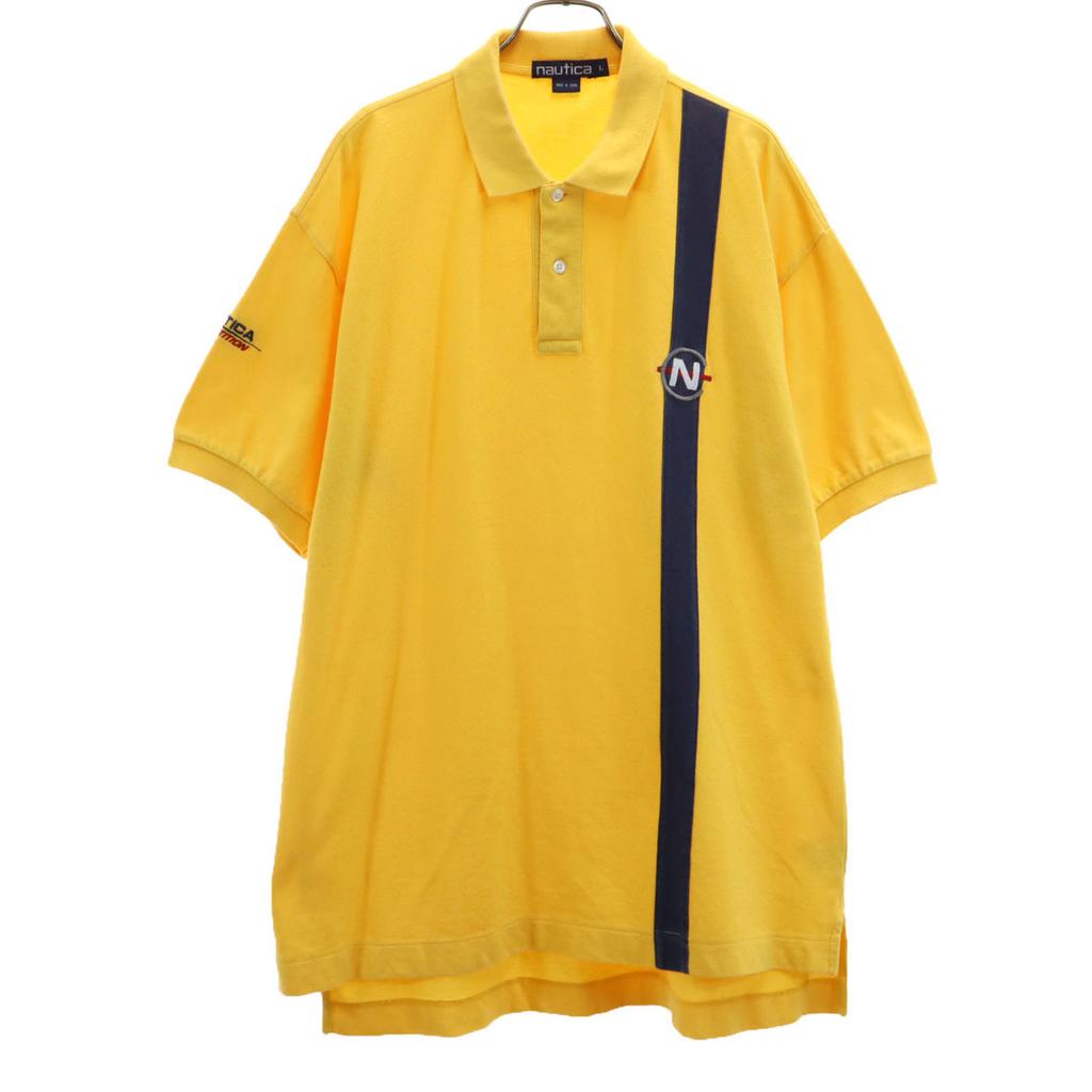 Nautica 90s Old Short Sleeve Polo Shirt L Yellow Women Used