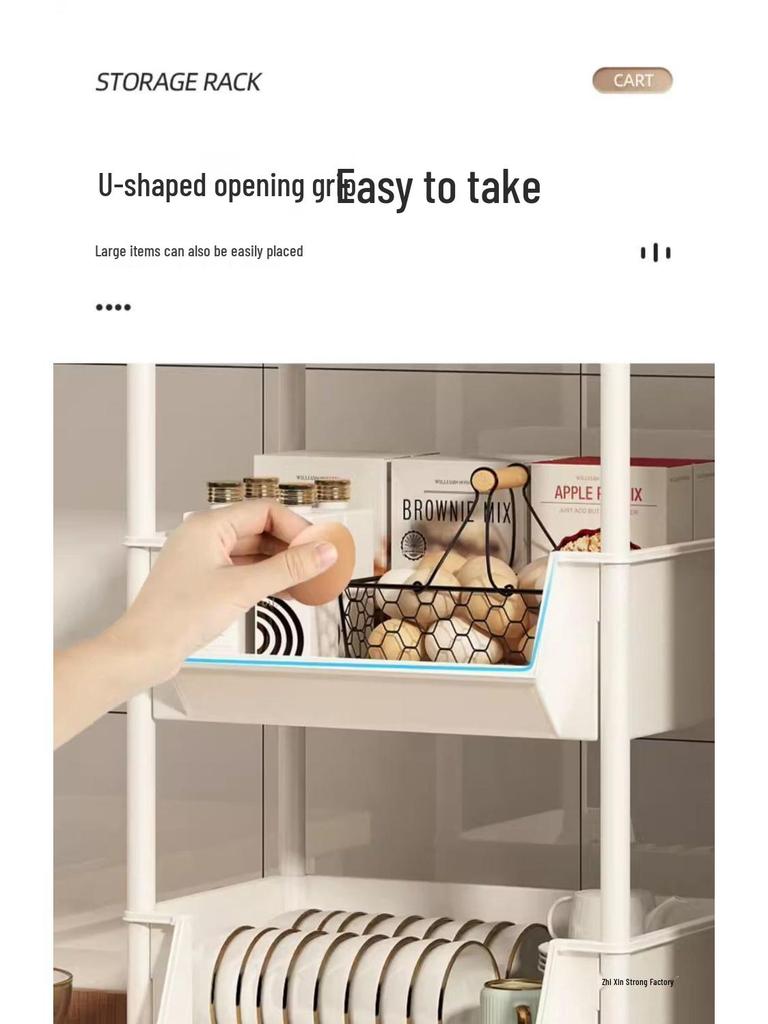 Movable Multi-layer Kitchen Storage Rack for Toys, Snacks, Fruits & Vegetables - Floor-standing and Multi-functional Shelf.