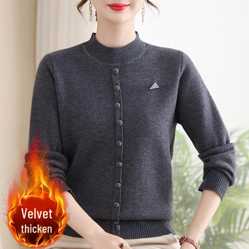 

Women s Winter Plus Velvet Knitwear - Stylish Thickened Outfit for 40-60 Years Old 3XL (Recommended 60-65 kg)