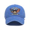 Washed Soft Top Baseball Cap Women's AIR FORCE VETERAN Printed Curved Edge Outdoor Sun Hat Men's