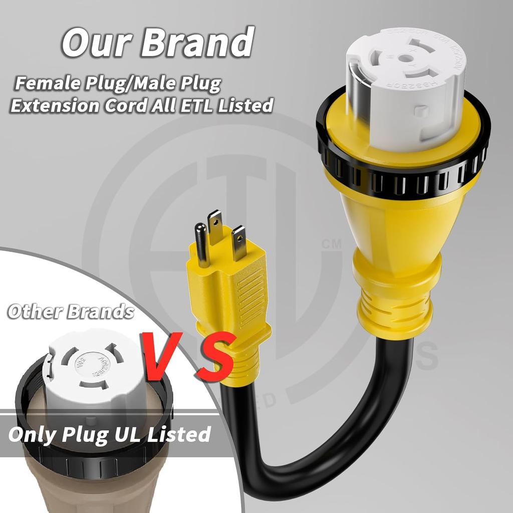 50 Amp To 15 Amp 110V RV Adapter Plug, 15A Male To 50A Female RV Power Adapter With Twist Lock Plug, Dogbone Electrical For Camper, NEMA 5-15P SS