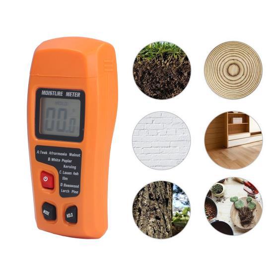 Wood Moisture Meter High Accuracy 4 Modes Orange Moisture Detector for Medicinal Building Materials Paper Cartons