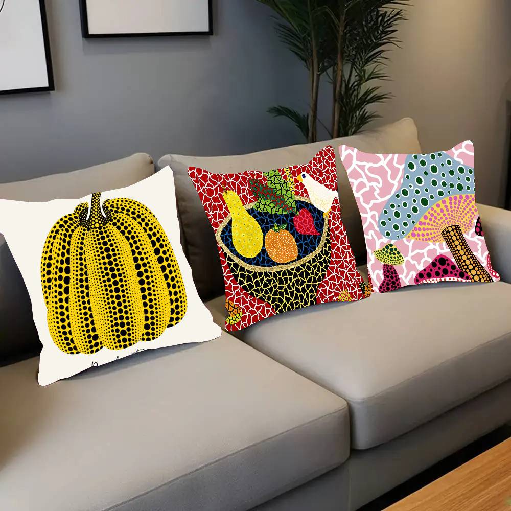 Yayoi Kusama Art Exhibition Pumpkin Flower Wall Art Pillow Case Square Pillow Bedroom Sofa Leisure Comfort Cushion Car
