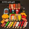 Kids Simulation Barbecue Toy Set BBQ Cooking Pretend Play Kitchen Toys Interactive Grill Play Food Cookware Playset for Children