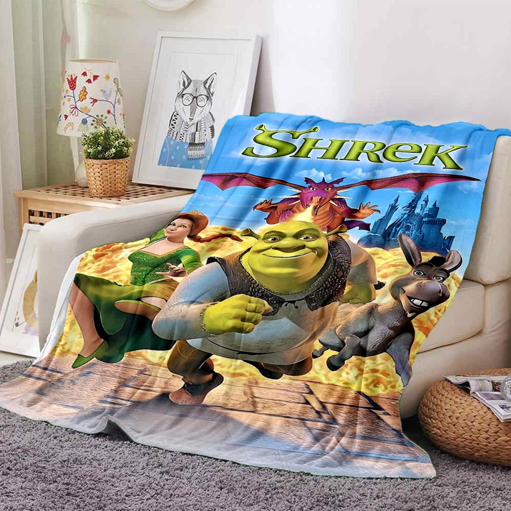Shrek Theme Printed Blanket - Perfect for Couch, Bed, Travel & Outdoor Use | Machine Washable, Cozy & Durable.