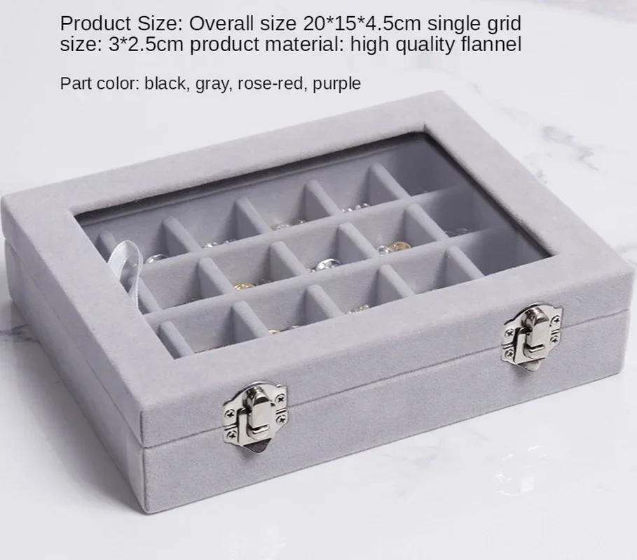24 Grid Jewelry Storage Box Portable Velvet Ring Jewelry Display Box Tray Cosmetics Storage Box