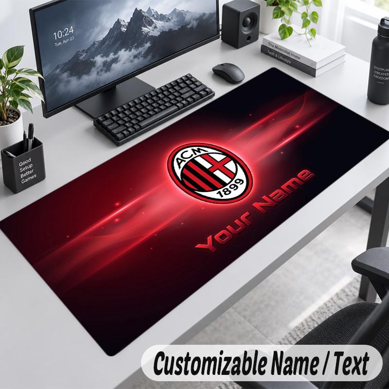 Custom Name Text Mouse Pad AC Milan Personalized Desk Pad For Work And Gaming